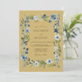 Blue Leaf Botanical Whimsy Wedding 招待状 (スタンド正面)