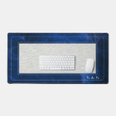 Blue Leather-Look & Linen - Scholar Series デスクマット (キーボード&マウス)