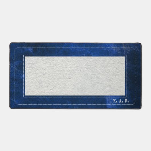 Blue Leather-Look & Linen - Scholar Series デスクマット (正面)