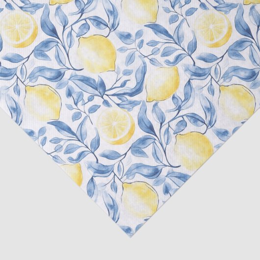 Blue Leaves Lemons Sicily Italian Birthday 薄葉紙 (詳細)