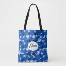 Blue leaves romantic garden トートバッグ