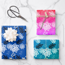 Blue leaves romantic garden ラッピングペーパーシート