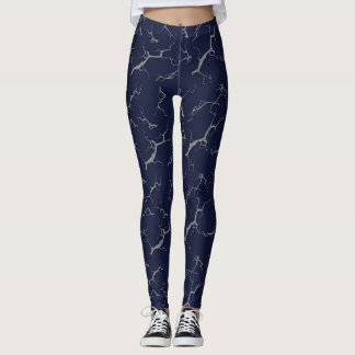 blue leggings with tie-dye design レギンス