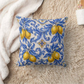 Blue Lemon Azulejo Tile クッション (ブランケット)