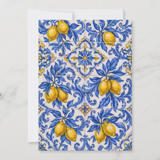 Blue Lemon Azulejo Tile 招待状 (正面)