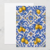 Blue Lemon Azulejo Tile 招待状 (正面/裏面)