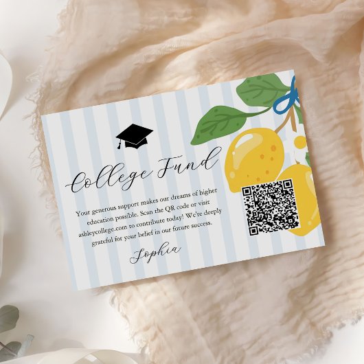 Blue Lemon Citrus Graduation College Fund エンクロージャーカード