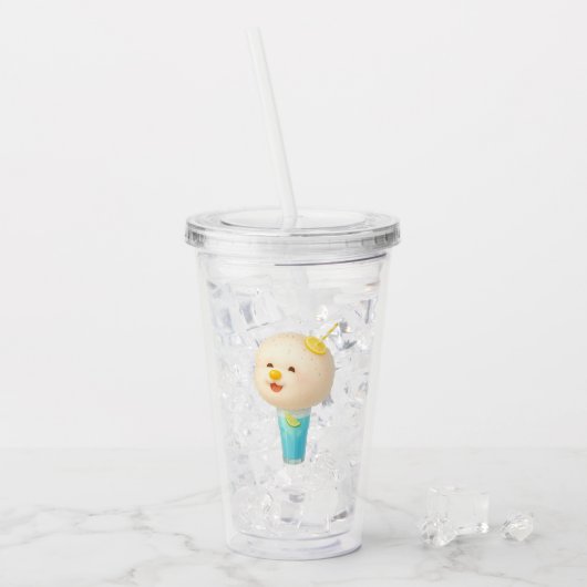Blue Lemon Float: Smiling Bichon Cotton Candy アクリルタンブラー (アイス正面)