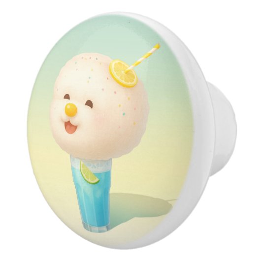 Blue Lemon Float: Smiling Bichon Cotton Candy セラミックノブ (右)