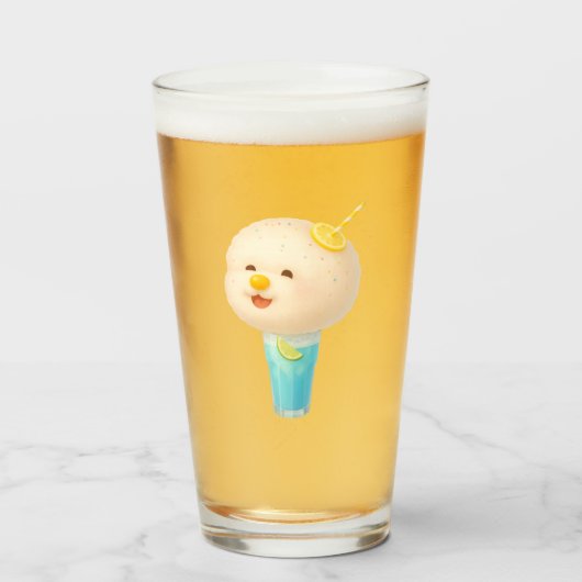 Blue Lemon Float: Smiling Bichon Cotton Candy タンブラーグラス (ドリンク正面)