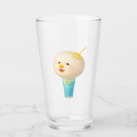 Blue Lemon Float: Smiling Bichon Cotton Candy タンブラーグラス (正面)
