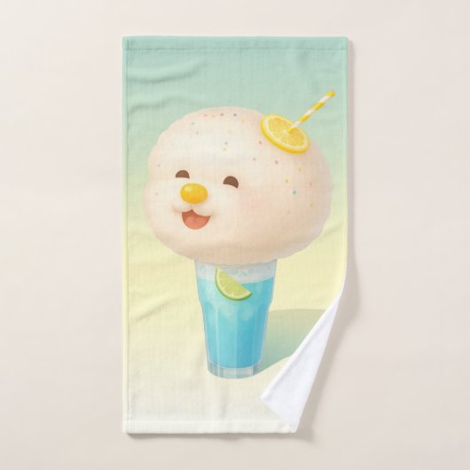Blue Lemon Float: Smiling Bichon Cotton Candy ハンドタオル (ハンドタオル)