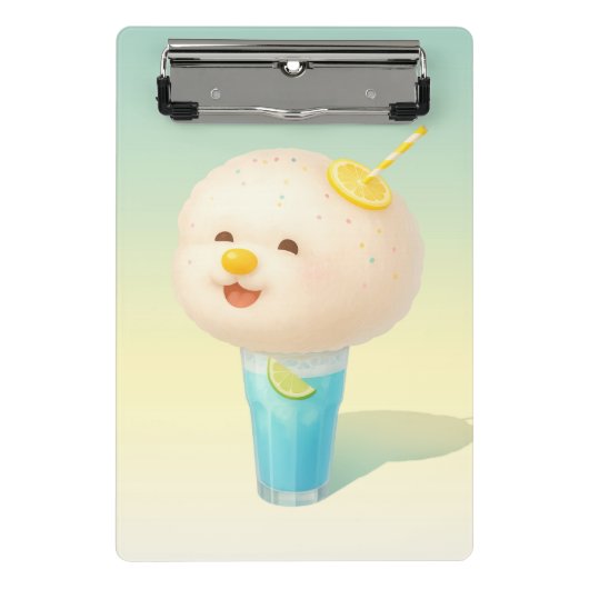 Blue Lemon Float: Smiling Bichon Cotton Candy ミニクリップボード (正面)