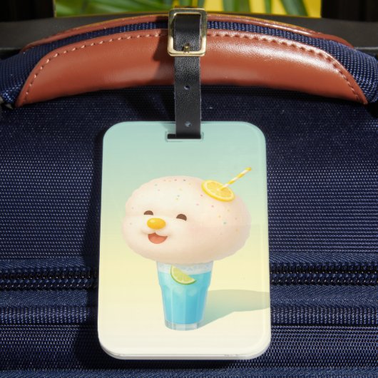 Blue Lemon Float: Smiling Bichon Cotton Candy ラゲッジタグ (正面インサイチュ2)
