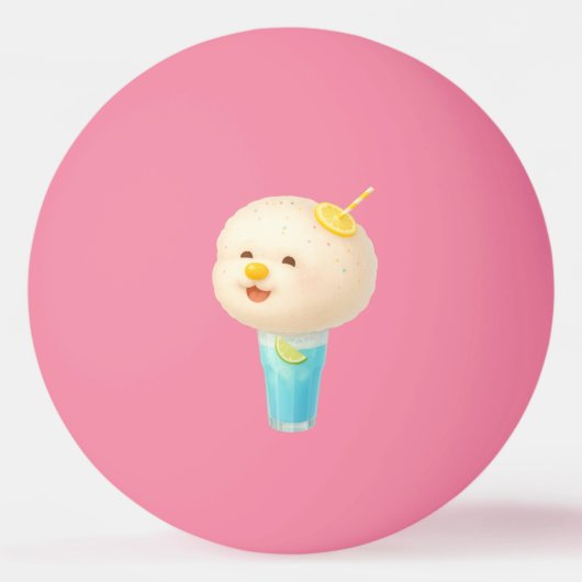Blue Lemon Float: Smiling Bichon Cotton Candy 卓球ボール (正面)
