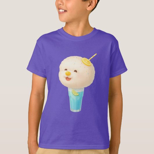 Blue Lemon Float: Smiling Bichon Cotton Candy Tシャツ (正面)