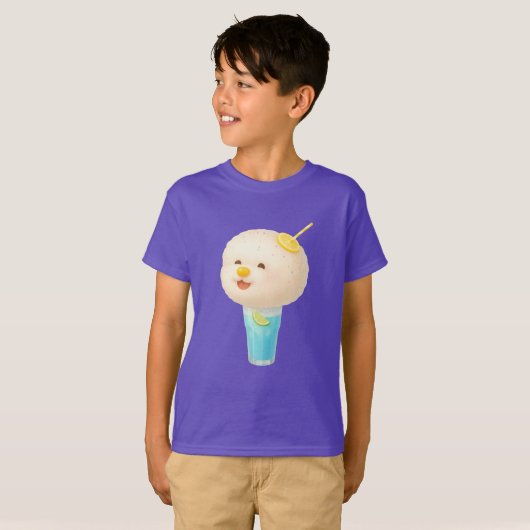 Blue Lemon Float: Smiling Bichon Cotton Candy Tシャツ (正面フル)