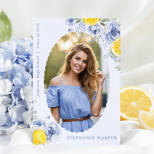 Blue Lemon Freshly Graduated Invitation 招待状