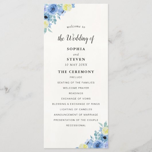 Blue Lemon Mediterranean Ceremony プログラム (正面)