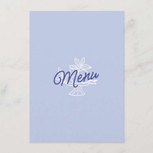 Blue & Lemon Striped Mediterranean Wedding Menu  メニュー (正面)