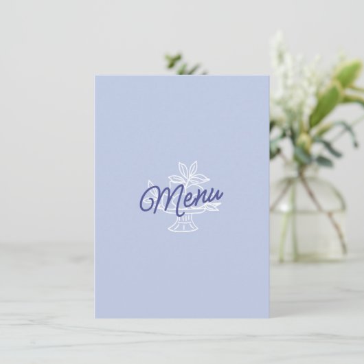 Blue & Lemon Striped Mediterranean Wedding Menu  メニュー (スタンド正面)