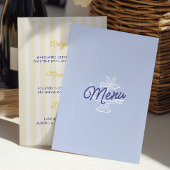 Blue & Lemon Striped Mediterranean Wedding Menu  メニュー