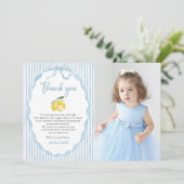 Blue Lemon Themes Baby Shower Photo Thank You Card (スタンド正面)