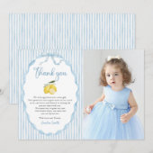 Blue Lemon Themes Baby Shower Photo Thank You Card (正面/裏面)