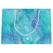 Blue Leopard Agate | Glam Abstract Stone ラージペーパーバッグ (正面)