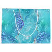 Blue Leopard Agate | Glam Abstract Stone ラージペーパーバッグ (裏面)
