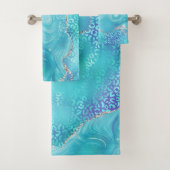 Blue Leopard Agate Gold Glitter Design バスタオルセット (インサイチュ)