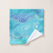 Blue Leopard Agate Gold Glitter Design バスタオルセット (ウォッシュタオル)