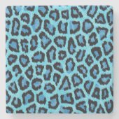 blue leopard print pattern – 野生のおもしろいパンクロック ストーンコースター (正面)