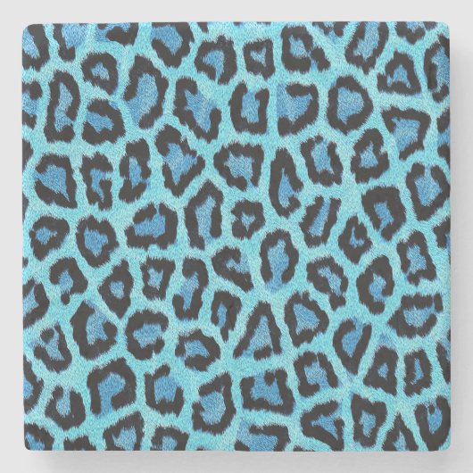 blue leopard print pattern – 野生のおもしろいパンクロック ストーンコースター (正面)