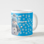 Blue Let It Snow Fun Snowman Specialty Mug ジャンボコーヒーマグカップ (正面右)