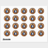 👑 Blue Letter D Crown Monogram Round Label  ラウンドシール (シート)