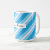 Blue Light pink diagonal stripes コーヒーマグカップ (正面右)