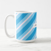 Blue Light pink diagonal stripes コーヒーマグカップ (左)