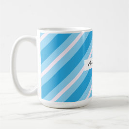 Blue Light pink diagonal stripes コーヒーマグカップ