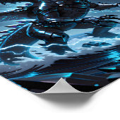 Blue Lightning Black Dragon Storm Fantasy ポスター (角)