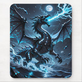 Blue Lightning Black Dragon Storm Fantasy Gaming マウスパッド