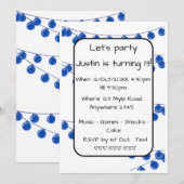 Blue Lights Teen Boy Customisable Birthday Invitat 招待状 (正面/裏面)