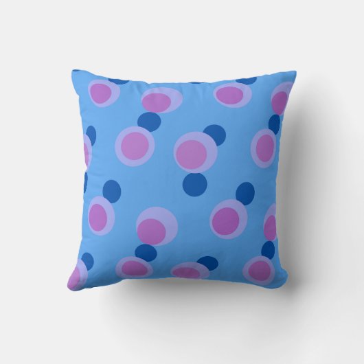 Blue, Lilac, and lavender retro dots クッション (裏面)