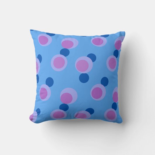 Blue, Lilac, and lavender retro dots クッション (正面)