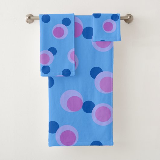 Blue, Lilac, and lavender retro dots バスタオルセット (インサイチュ)