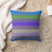 Blue, Lime & Magenta Retro Stripes クッション (ブランケット)