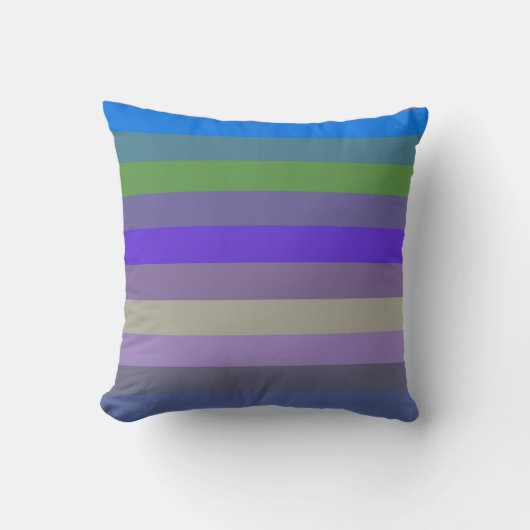 Blue, Lime & Magenta Retro Stripes クッション (正面)