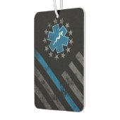 Blue Line EMT Paramedic Vintage American Flag カーエアーフレッシュナー (左)