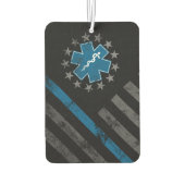 Blue Line EMT Paramedic Vintage American Flag カーエアーフレッシュナー (裏面)