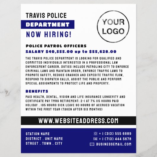 Blue Line & Logo、警察職員、Law Recruitment チラシ (正面)